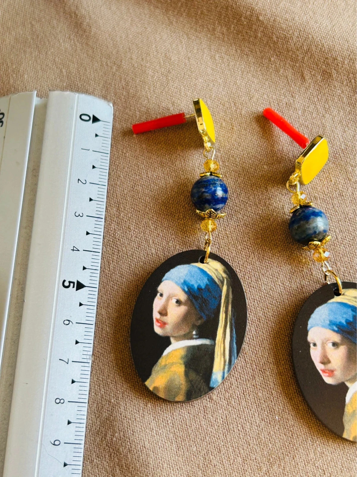 💙🎨Brincos de Arte Boêmia Vermeer Lápis-Lazuli Pedra Natural Brincos Artísticos🎨💙 – photo 7